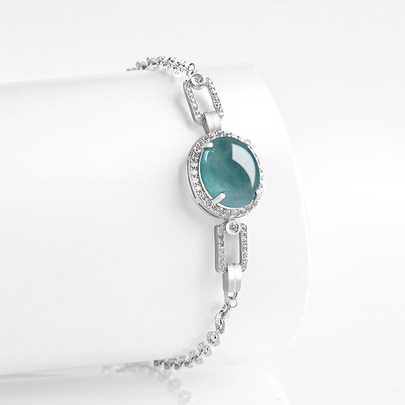 S925 silver inlay bracelet ice jadeite bracelet