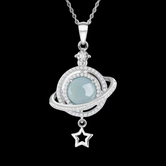 Emerald Blue Water Dream Planet Pendant Ice-Type Jadeite