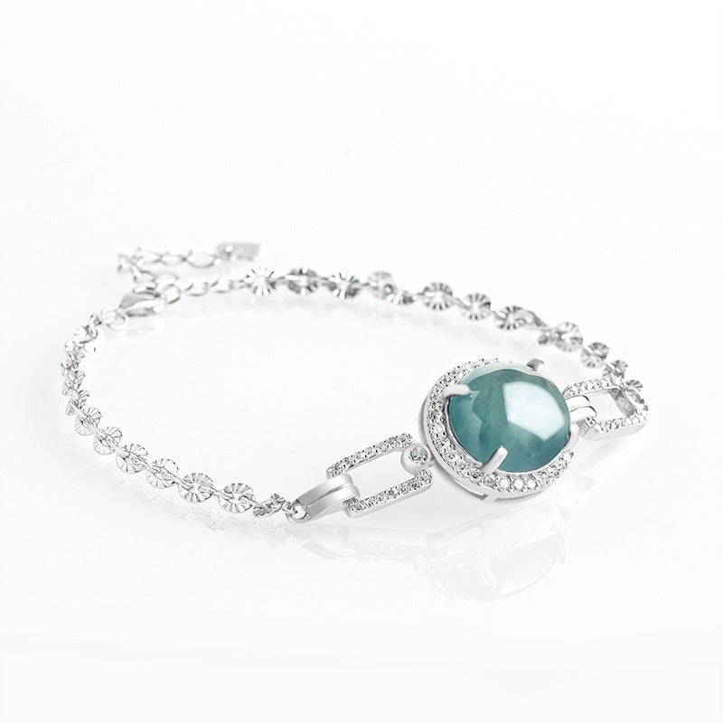 S925 silver inlay bracelet ice jadeite bracelet