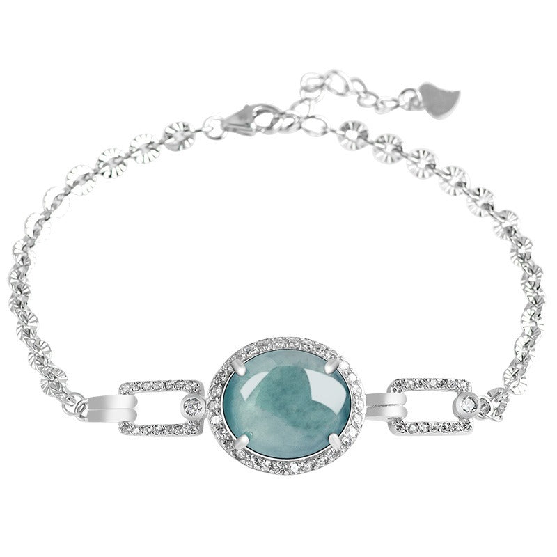 S925 silver inlay bracelet ice jadeite bracelet