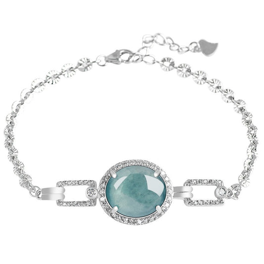 S925 silver inlay bracelet ice jadeite bracelet