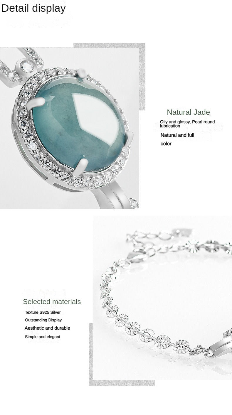 S925 silver inlay bracelet ice jadeite bracelet