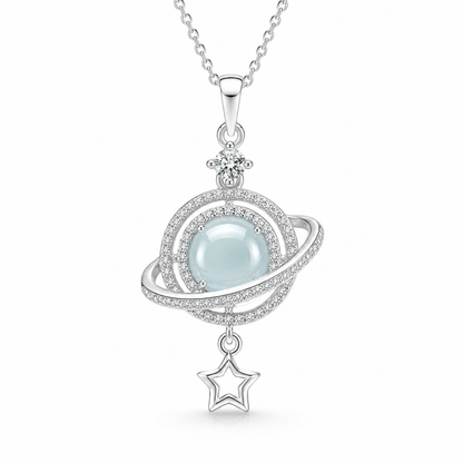 Emerald Blue Water Dream Planet Pendant Ice-Type Jadeite