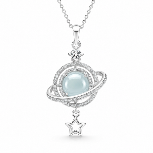 Emerald Blue Water Dream Planet Pendant Ice-Type Jadeite