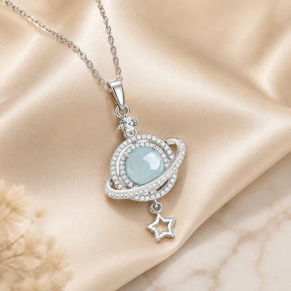 Emerald Blue Water Dream Planet Pendant Ice-Type Jadeite