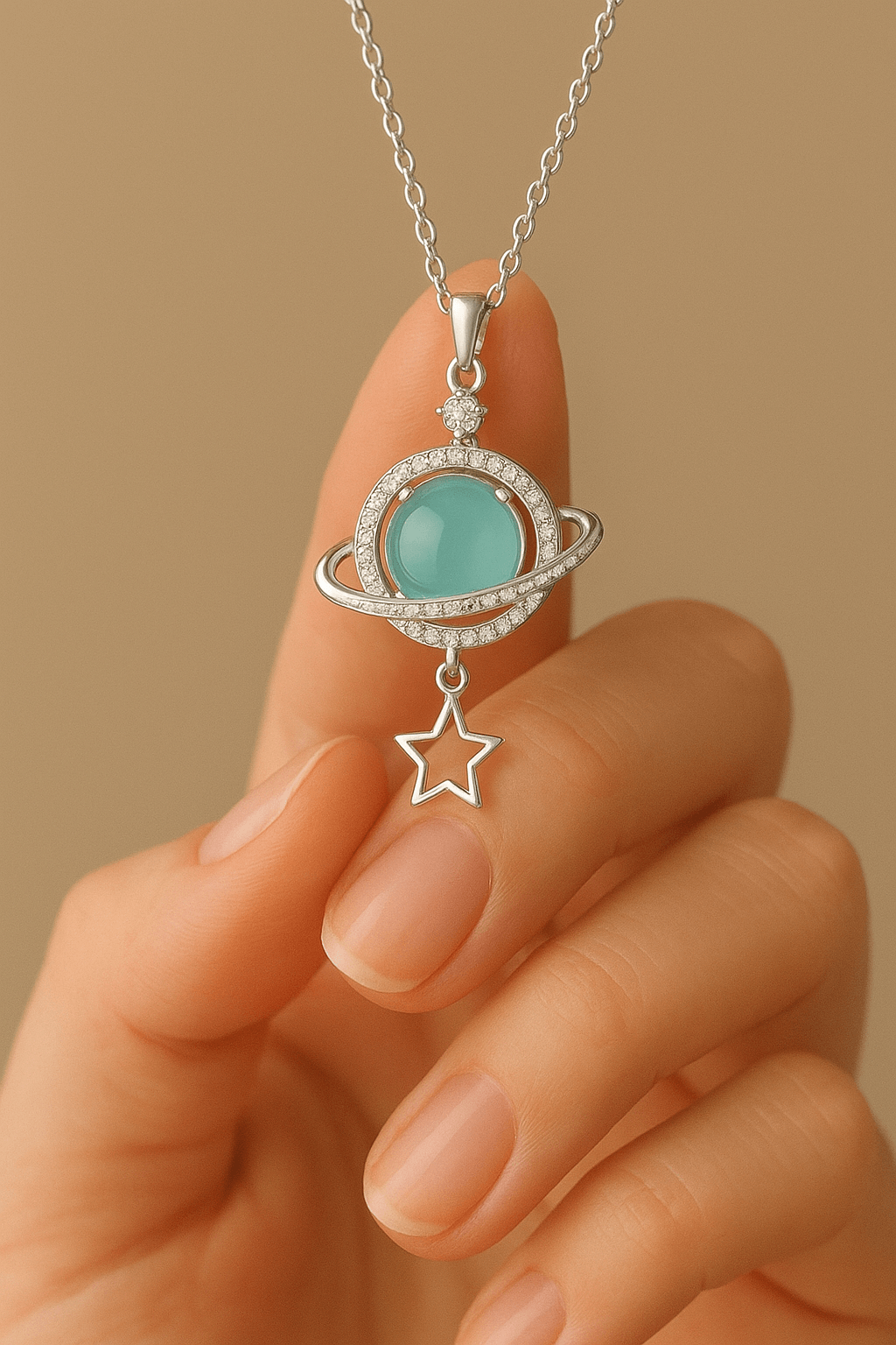 Emerald Blue Water Dream Planet Pendant Ice-Type Jadeite