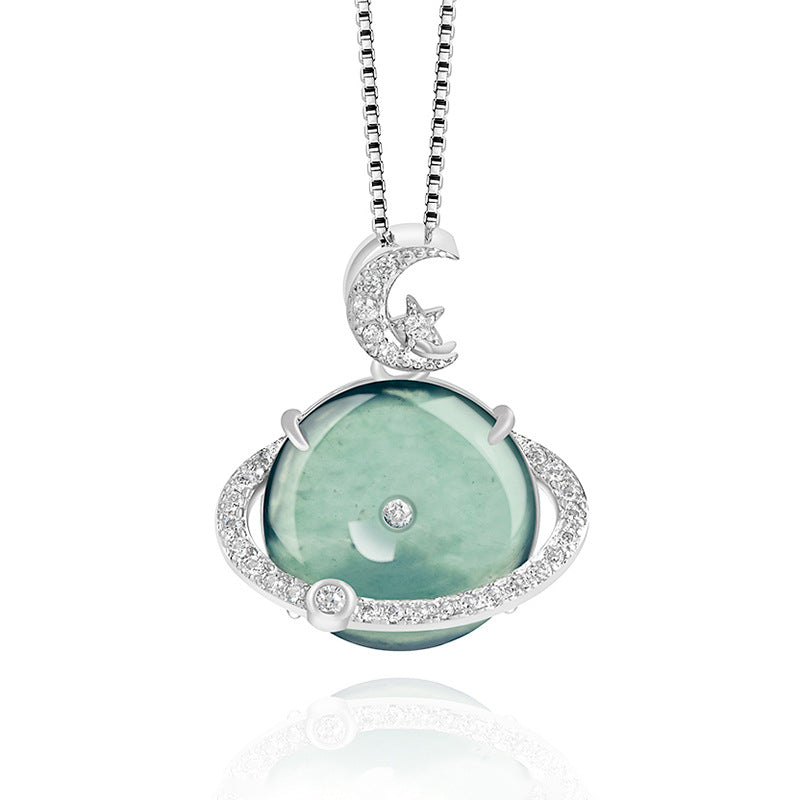 S925 silver inlaid pendant ice jade women's safety buckle