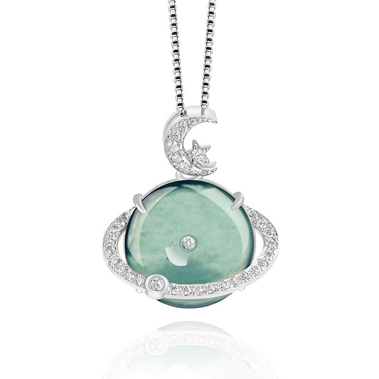 S925 silver inlaid pendant ice jade women's safety buckle