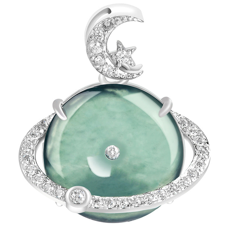 S925 silver inlaid pendant ice jade women's safety buckle